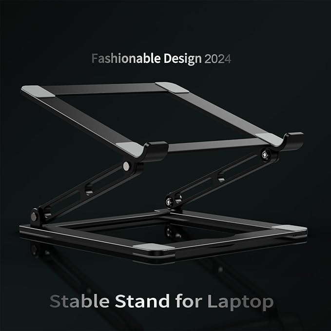 VIGLT Laptop Stand for Desk, Adjustable Laptop Stand Holder Portable Laptop Riser with Multi-Angle Height Adjustable Computer Stand for MacBook Air/Pro and More Notebooks 10-17.3"-Black
