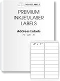 HOUSELABELS 20-up Shipping Labels (4" x 1") for Laser and Inkjet Printers, 25 Sheets