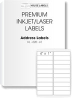 HOUSELABELS 20-up Shipping Labels (4" x 1") for Laser and Inkjet Printers, 50 Sheets