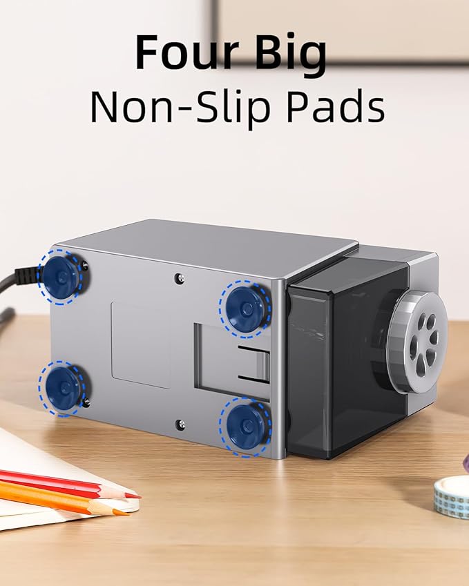 ZMOL Heavy Duty Electric Pencil Sharpener for Classroom, 6 Holes, Stronger Helical Blade, Auto Stop,Plug in, Suitable for 6-12mm No.2/Colored Pencils, Teachers,School & Home, Silver Gray