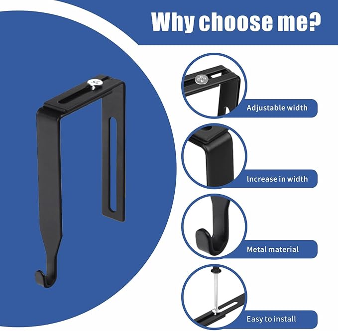Cubicle Hangers Universal Partition Hanger Set Metal Black Cubicle Hooks Door Mirror Hanger Cubicle Wall Hooks Adjusted to Fit Panels with 1.35 to 3.5 in Inch Thickness for Office Whiteboard (8)