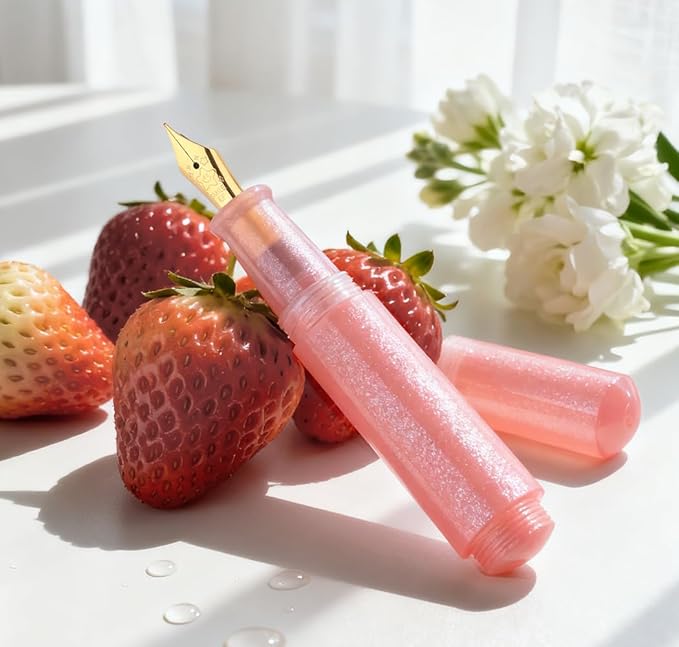 czxwyst Majohn Wancai 2.0 Mini Pocket-Size Eyedropper Fountain Pen (EF Nib 0.38mm, Strawberry Red)