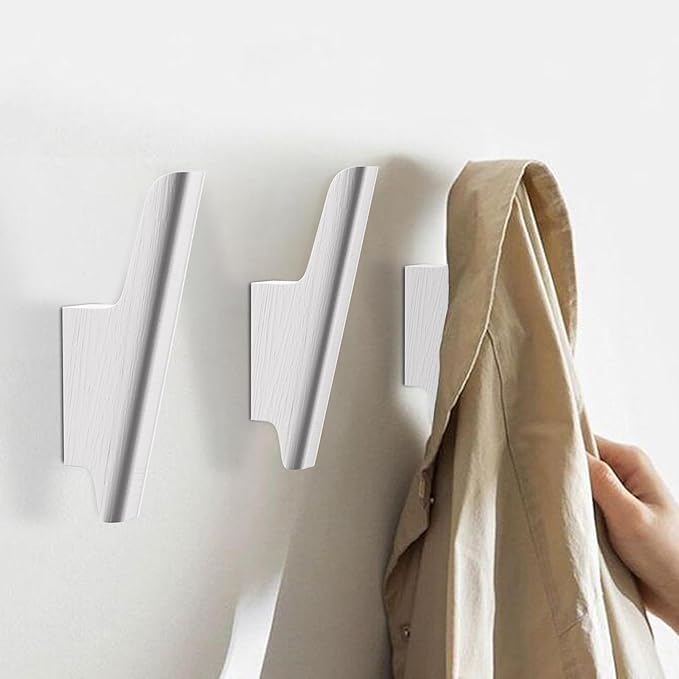 FCOWK Wood Wall Hooks 4 Pack Coat Hooks Wall Mount White Wooden Hooks for Hanging Hat, Bag, Backpack, Rustic Coat Hooks for Wall, Wood Towel Hooks for Bathrooms and Entryway Hooks (White)
