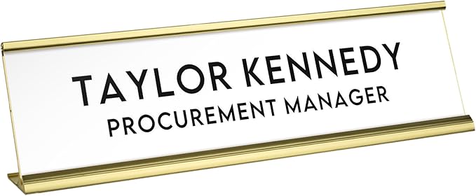 Custom Engraved Desk Plate | Personalized with your Name and Title | Perfect Decor for Office, Business, or Home | Multiple Font and Color Options | 2x8" or 2x10" (White w/Black Letters, 2x8")