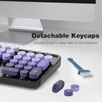 MOFII Wireless Keyboard and Mouse Combo, Full Size 2.4G Plug and Play Typewriter Retro Round Computer Keyboard and Mouse Set for Windows, Computer, Desktop, PC, Notebook - (Black Purple Gradient)