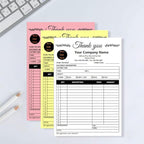 Custom Carbonless Sales Invoice Form Books for Small Business, Personalized NCR 3-Part Receipt Book with Carbon Copies, Cover Add Company Name, Address and Number Printed