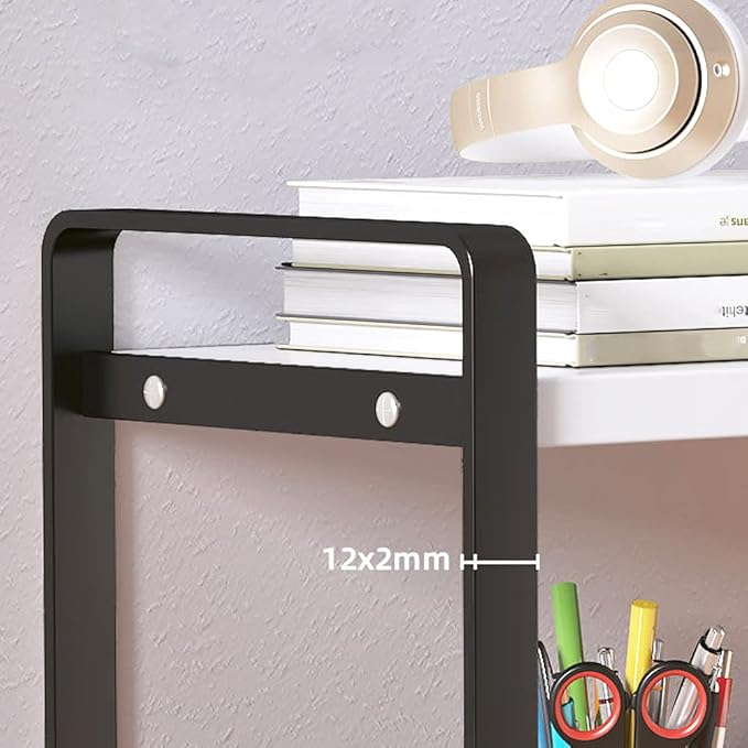 SIDIANBAN Desktop Organizer Shelf Office Storage Rack Computer Desk Bookshelf Adjustable Display Shelf for Office Supplies (Black)