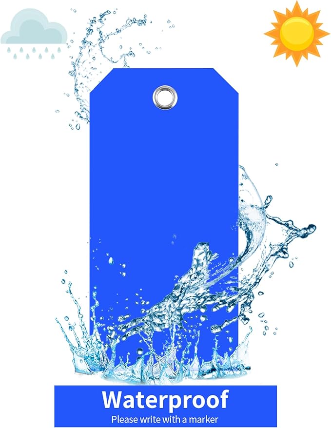 500 Plastic Shipping Tags with Wire - Waterproof Heavy Duty Labels with String Wires - Colorful, 4 3/4 x 2 3/8