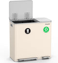 Lovewind Dual Trash Can, 14 + 6 Gallon Garbage Can for Kitchen Dual Compartment Recycling Kitchen Step Trash Bin, Stainless Steel Trash and Recycle Bin Combo with Soft-Close Lid, Apricot