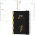 2026 Planner - Planner 2026 from January 2026 to December 2026 with 12 Monthly Tabs, Flexible Cover, Inner Pocket, 8.5" x 11", Leaf Black