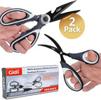 Titanium Coated Kitchen Shears by Gidli - Liftime Replacement Warranty* - Includes Seafood Scissors As a Bonus - Heavy Duty Utility Titanium All Purpose Ultra Sharp Scissors for Food/Cooking