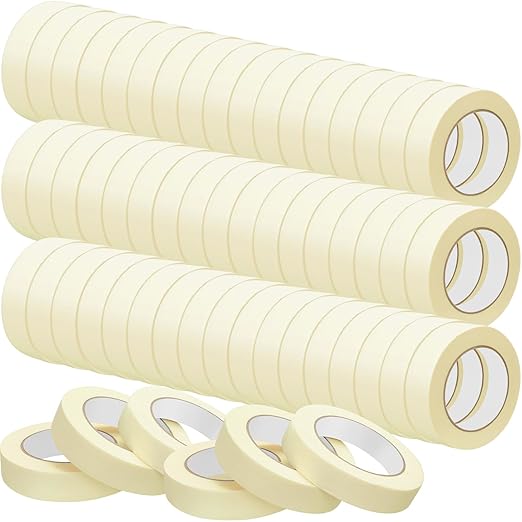 Fainne Masking Tape Bulk General Purpose Masking Painting Tape 55 Yards for Painting Home Office School Stationery Arts Crafts Basic Use, Easy Removal(72 Rolls,0.8 Inch)