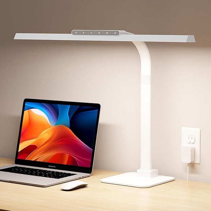 SEOUFRDZ LED Desk Lamp with Base, 24W Brightness Touch Control Desk Light for Home Office, Eye-Caring Tall Adjustable Architect Lights for Reading, Drawing, Crafts, Gaming, Workbench, Study