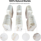 Faticdorr Luxury Marble Bookends for Shelves, 13LB Heavy Duty Marble Book Ends for Heavy Books, Stone Bookends Decorative, Polished, Calacatta Gold Arch, Set of 2