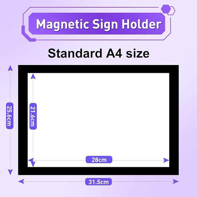 6 Pack Magnetic Sign Holder, 8.5" x 11" Magnetic Wall Mount Sign Holder, Self-Adhesive Magnetic Document Display Picture Frames for Wall, Door, Refrigerator