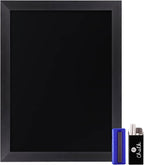 HBCY Creations 18" x 24" Rustic Black Solid Wood Frame Wall Chalkboard, Magnetic Surface, Home Décor, Restaurant & Café Menus, Blackboard, Includes Chalk, Eraser & Hanging Hardware