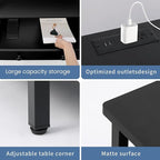 Edbuosy 3 Wooden Drawers Nightstand, 27 Inch Wide Night Stand Set 2 with Charging Station and Adjustable Drawers, Small Dresser for Closet, Bedside Table for Living Room/Bedroom/Office, Black.