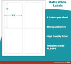 Premium Label Supply White Sticker Mailing/Shipping Labels – 3.5" x 5" – Laser/Inkjet Compatible – (4 per Sheet), 100 Sheets - 400 Total Adhesive Labels