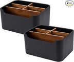 SZYRL Stylish Desk Organizers and Remote Control Holders in Black, Pen Phone Holder Organizer, Multi-Purpose Caddy Storage Accessories for Office Desktop Coffee Table Bedside Nightstand