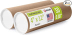 4" x 12" Reinforced Kraft Paper Mailing Tubes, Pack of 2 Tubes with 2 Caps Each – USPS Approved Poster Tube – Made in USA Cardboard Tube for Shipping and Storing Posters, Prints, Artwork, or Documents