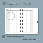 POPRUN 2026 Pocket Planner, (Small Size-4'' x 6.25'') - Daily Weekly and Monthly Calendar Agenda 2026 Appointment Book with Monthly Tabs, Spiral Soft Cover, Inner Pocket, 100 GSM - Black