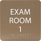 ADA CENTRAL SIGNS - 6" X6" Exam Room 1 Sign - ADA Compliant Tactile Graphics Grade 2 Braille Text Acrylic Wall Signs - Educational Institution Directional Assistance Test Center Door Sign for Schools