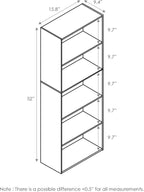 Furinno LUDER Book Shelf, 5-Cube Bookshelf, Bookcase with Open Shelf, 9.4 x 15.8 x 52, for Living Room, Bedroom, Home Office, White/Green