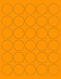 8-1/2 x 11" Neon Color High Light Fluorescent Labels for Laser & Inkjet Printer (ORANGE Fluorescent, 1.5" Round - 30 Per Page | 750 Labels)