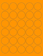 8-1/2 x 11" Neon Color High Light Fluorescent Labels for Laser & Inkjet Printer (ORANGE Fluorescent, 1.5" Round - 30 Per Page | 750 Labels)