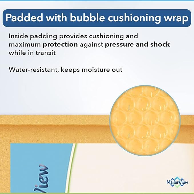 Kraft 8.5x12 Poly Bubble Mailers #2 | Padded Envelopes with Self Seal | Air Lined Cushioned Poly Mailer | Usable Size 8.5x11 | 100 Pack | Lightweight shipping Bags | Made in USA