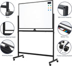 TSJ OFFICE Large Rolling Whiteboard - Dry Erase Magnetic 48 x 32 Inches White Board Height Adjust Double Sides Mobile Portable Easel on Wheels, Dry Erase Board with Stand for Office, Home & Classroom