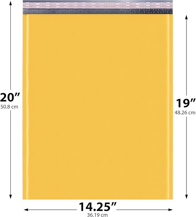 Kraft 14.25x20 Extra Large Bubble Mailers #7 | Self Seal Padded Envelopes | Air Lined Cushioned Yellow Bubble Mailer | Usable Size 14.25x19 | 100 Pack Bulk | Lightweight shipping Bags | Made in USA