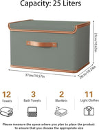 Tuza 2 Pack Storage Bins with Lids, Collapsible Closet Organizer Container, Fabric Organizer Box with Handles, Decorative Storage Boxes with Lids for Organizing Clothes, Blanket, Grey, Medium