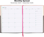 2026 Planner Calendar, 8"x10" : Includes 14 Months (November 2025 - December 2026) / 2026 Weekly Planner/Weekly Agenda/Monthly Calendar Organizer (Pink/Black)