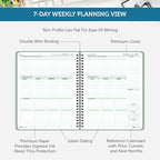 Planner Pad Spiral Bound 3-Tier Funnel Down 12 Month Organizer, October 2025 – September 2026, Greenish Grey Cover/Soft Green Ink, 6 3/4" x 8 1/2"