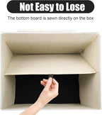 Large 17" 42 Quarts Collapsible Stackable Storage Bins with Lids [3-Pack] Foldable Fabric Linen Storage Boxes Cube, Closet Organizer Baskets with Label for Home (16.7 x 12 x 12", Black & White)