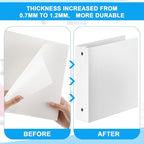 Henoyso 12 Pcs 3 Ring 2 Inch Binders Fits 8.5 x 11 Inch Letter Size Paper, Plastic White Flexible Binders with View Cover and 2 Pockets, 375 Sheets Capacity for Office School
