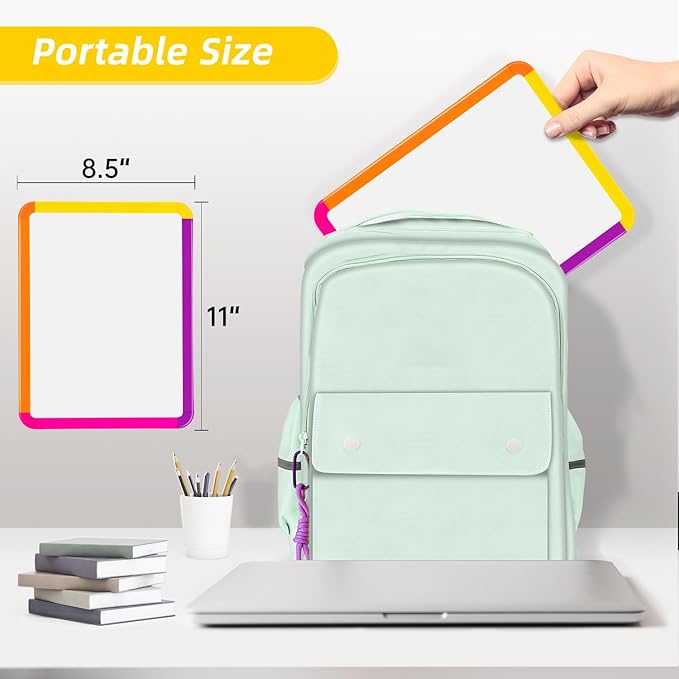 VUSIGN Small White Board Dry Erase, 8.5''x11'' Magnetic Dry Erase Board, Mini Whiteboard with Markers for Students, Fridge, Wall, Locker, Colorful Frame