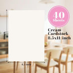 40 Sheets Cream Cardstock 8.5" x 11", 85lb/230gsm Ivory Card Stock, Off White Printer Paper for DIY Cards, Invitations, Gift Tags, Office Printing, Certificates, Menus