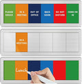 Office Door Signs with 6 Printed Status Options – Do Not Disturb, Out of Office, In a Meeting, Please Knock, Back Soon, Come on in – Includes Custom Personalized Blank Sticker for Privacy Workspace or Studio Available and Away