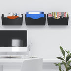 3 Pockets Magnetic File Holder for File Cabinets, Refrigerator, Whiteboard, Magnetic Paper Organizer, Magnetic Mail or Folder Holder,Magnetic Magazine Rack,Wall Mount Hanging Mail Organizer (black)
