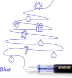 EYEYE Fountain Pens for Writing, 8 Pack Blue Fine Point Pens Disposable Fountain Pens Stainless Steel Nib, Smooth Writing for Journaling, Drafting, Sketching, Doodling & Office Supplies