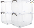 Citylife 69 QT Plastic Storage Bins with Latching Lids Stackable Storage Containers for Organizing Large Clear Storage Box for Garage, Closet, Kitchen, 4 Packs