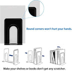Metal Book Ends for Shelves, Book Shelf Holder Home Decorative, Book Ends for Heavy Books/Movies/CDs, Black 6.5 x 5 x 5.7 in, 4 Pair/ 8 Piece