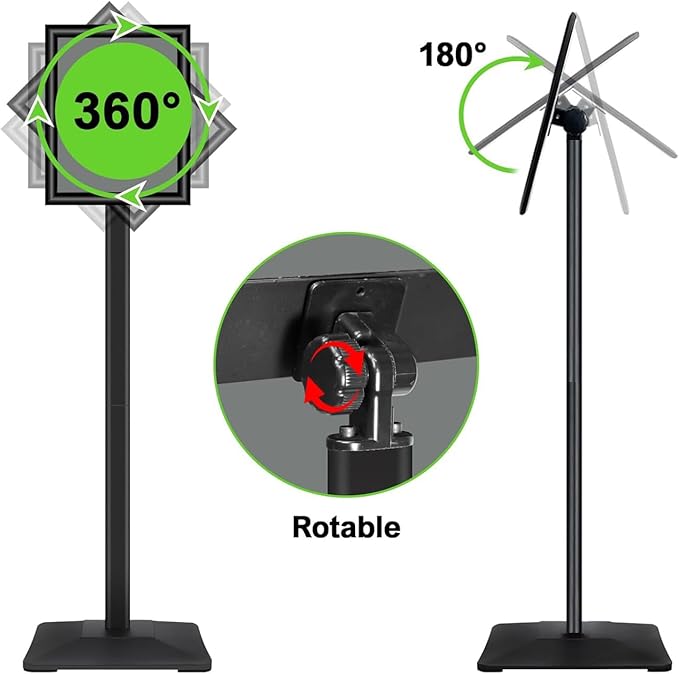INNOVSIGN Heavy Duty Adjustable Pedestal Poster Sign Stand, 8.5x11 Aluminum Open Floor Standing Sign Holder for Vertical and Horizontal View Display (8.5x11,Black)