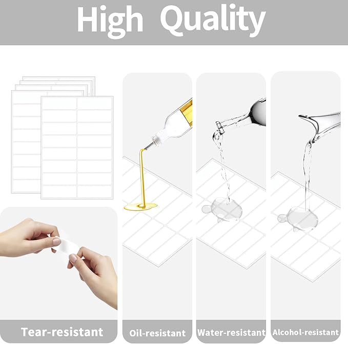 Blank Removable Labels, 1x3 Inch White Freezer Labels for Food Containers, Freezer Label to Write on/Waterproof - 240Pcs