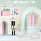 Nicpro 62 PCS Aesthetic Book Annotation Kit with Case, Book Annotation Supplies with No Bleed Highlighters, Pens, Markers and 1200PCS Transparent Sticky Notes, Index Tabs for Bible Study Supplies