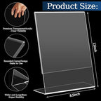 StyEdEk 6 Pack 8.5x11 Inch Acrylic Sign Holder Clear Plastic Table Paper Display Stand L-Shape Vertical Menu Holder Stand Picture Photo Flyer Display Stand for Desktop Flyers, Documents, Office, Restaurants