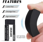 Black Erasers, 6 Pack Block Pencil Erasers – Smudge-Free Latex-Free Art Erasers for Kids & Adults Artists, Clean Erase for School, Homework, Office & Drawing