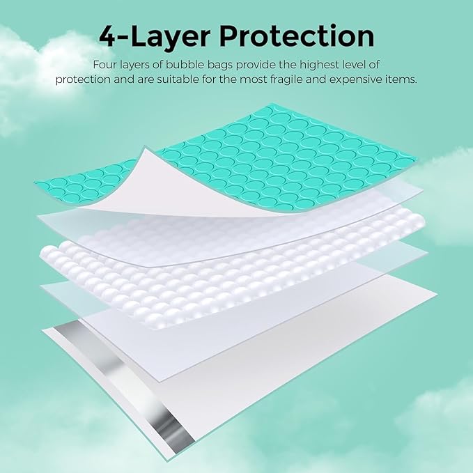 Metronic Bubble Mailers 8.5x12 500 Pack Teal Usable Size 8.5x11 Waterproof Thick Padded Envelopes Mailing Bubble Padded for Packaging, Makeup, Mailing, Shipping, Small Items Supplies